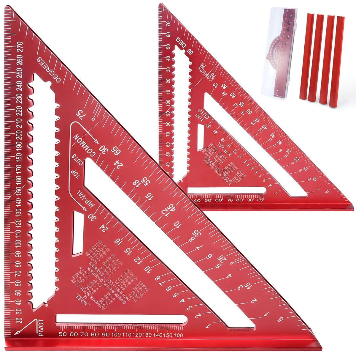 Hoekmeter 7 Inch en 30.5cm - Aluminium Legering - Multifunctioneel Meetgereedschap - Perfect voor Timmerwerk - ShopVlot