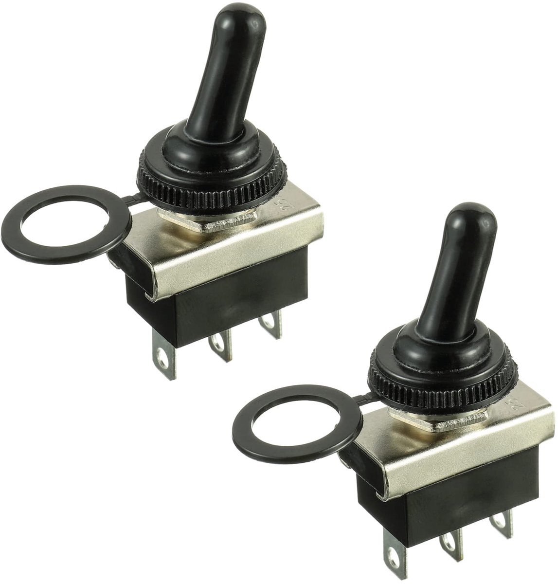 Metal Rocker Switch On/Off 12V 25A - 3 Positie 3 Pin - Waterdicht met Siliconen Kap - ShopVlot
