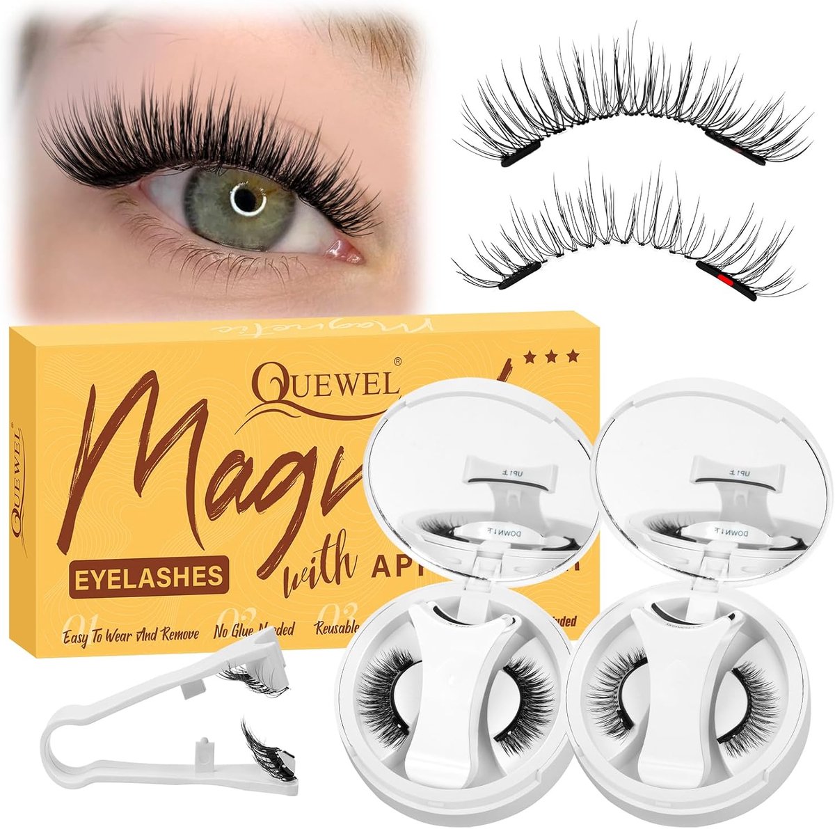 Magnetische Wimpers Klein en Draagbaar - Geen Kleber Vereist - Natuurlijke Look met Applikator - Eenvoudig in Gebruik - ShopVlot