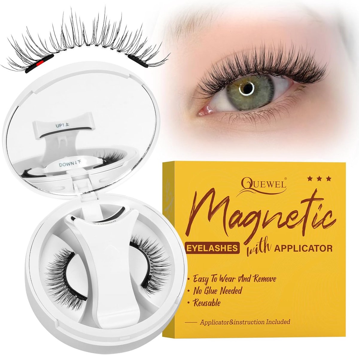 Magnetische wimpers, natuurlijk uiterlijk - herbruikbaar - zachte en comfortabele wimpers - gemakkelijk te dragen - ShopVlot