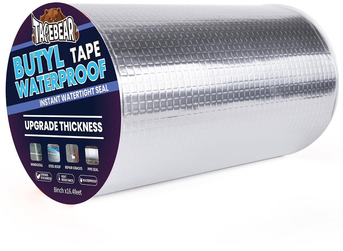 Butyl tape extra dik 200 mm x 5 m - aluminium - 100% waterdicht - ideaal voor dakreparatie - ShopVlot