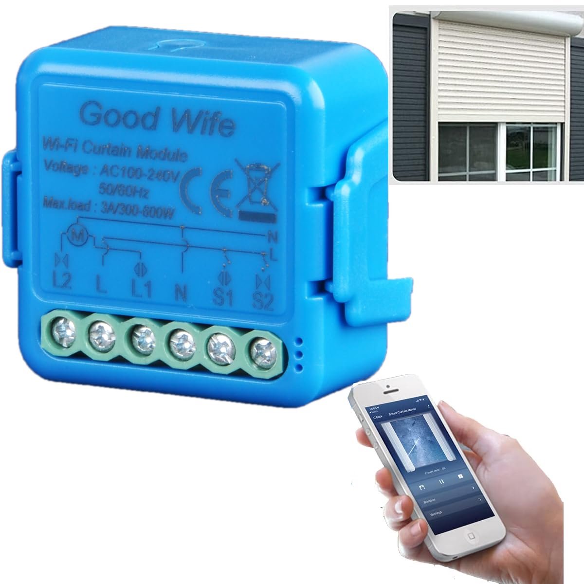 Shutter Switch met Timer - Voice Control met Alexa en Google Home - Slimme App voor Gordijnen - Automatische bediening - ShopVlot