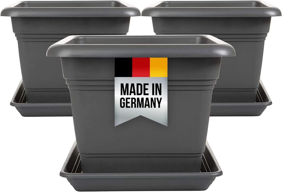 Plantenpot Set van 3 - 28 x 28 cm - Premium Anthraciet - Perfect voor elke tuin - ShopVlot