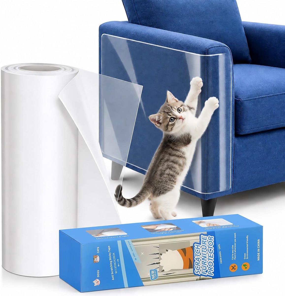 Krasbeschermingsfilm 20 cm x 5 m - Zelfklevend - Transparant - Ideaal voor kattenbezitters - ShopVlot