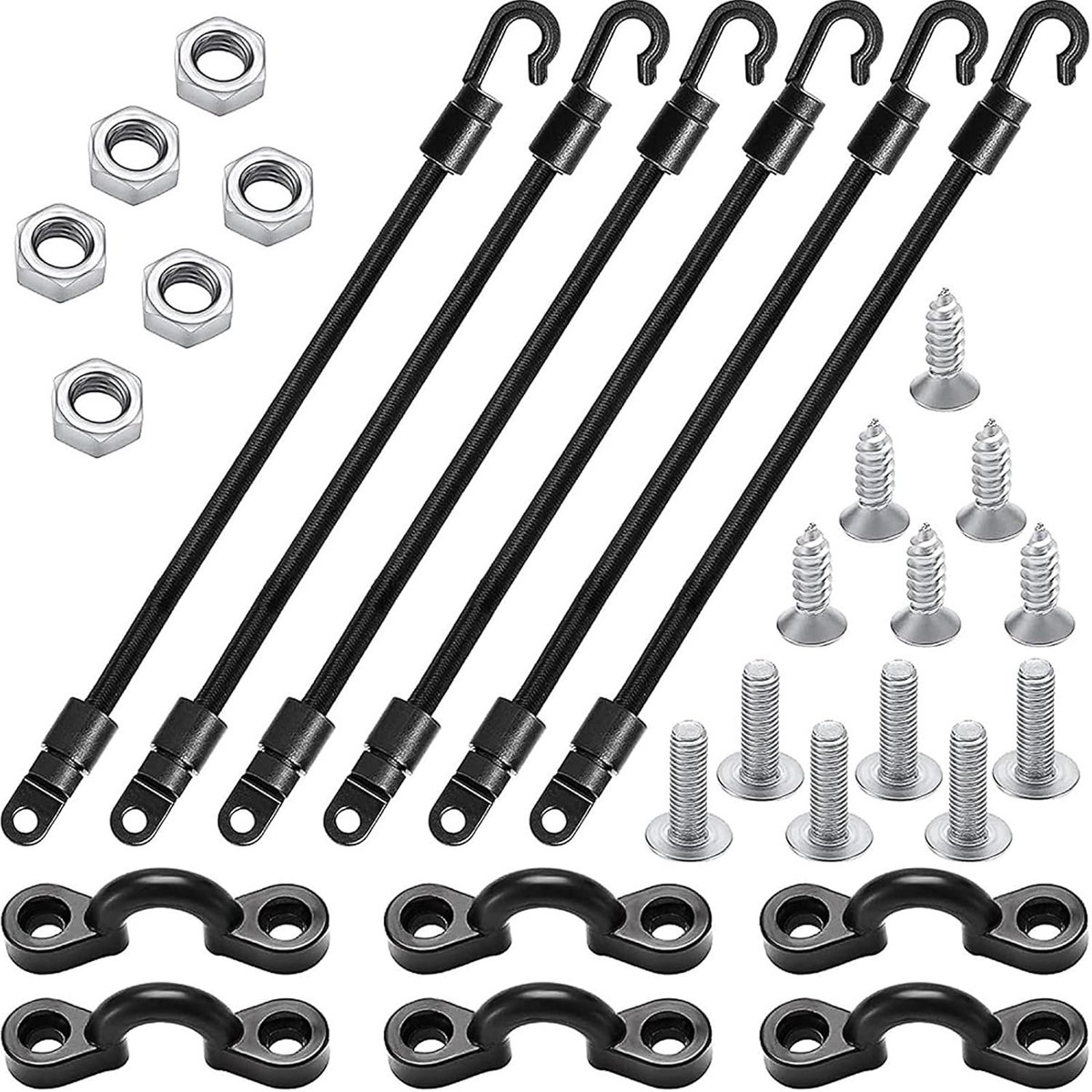 Bungee cord set met haken - sterke elastische touwen - voor bagage en camping - ShopVlot