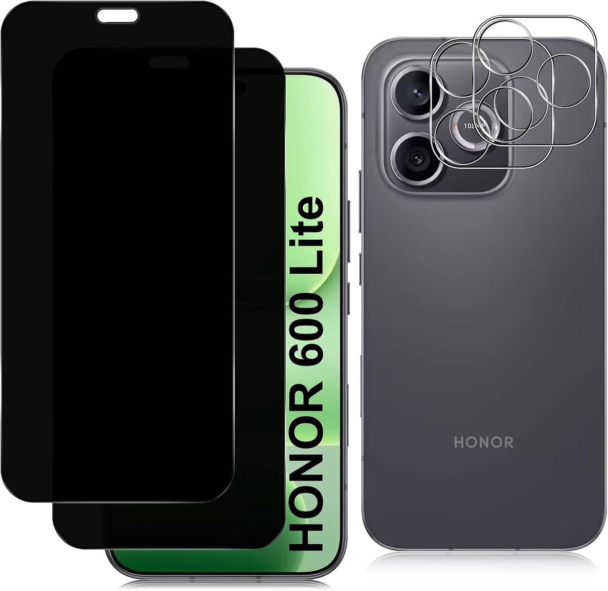Pantserglas Honor 600 Lite - 2 stuks inkijkbescherming - hardheid 9H - anti-spy en anti-kras - ShopVlot