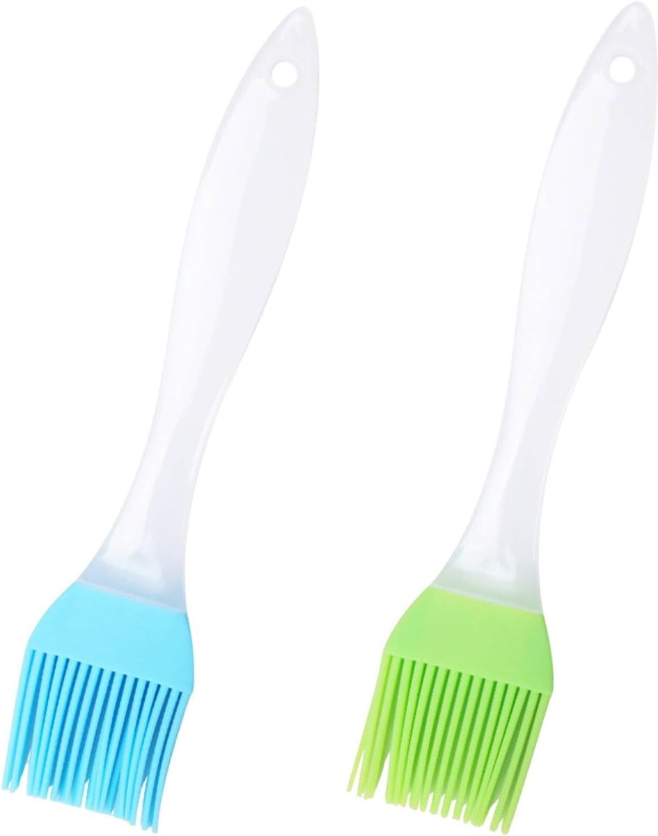 Siliconen bakkwast set 2 stuks - groen en blauw - hittebestendig - ideaal voor bakken en grillen - ShopVlot