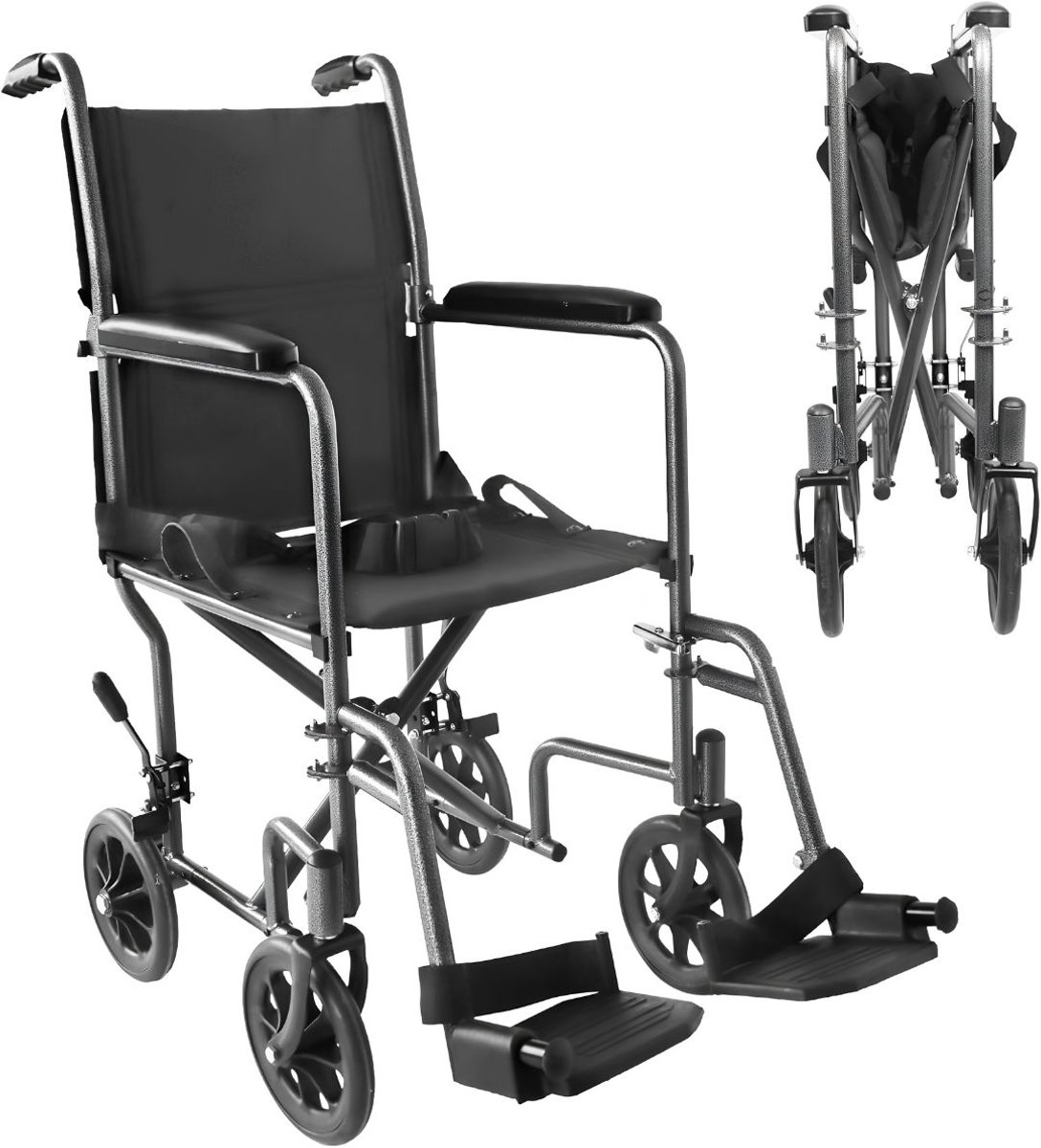 Lìon® Rollator - Opvouwbare Rollator - Rollators Binnen en Buiten - Zwart - 98cm x 54cm x 100cm