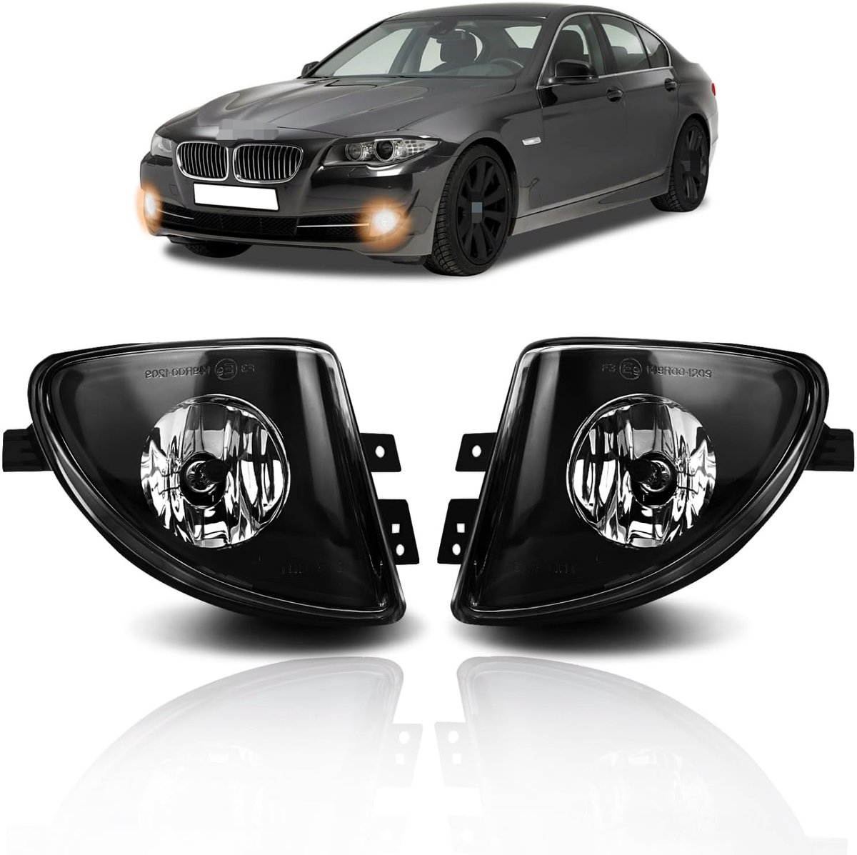 Mistlampen voor BMW 5 Serie F10 F11 - Zwart - Voor standaard bumpers - Verbetert zicht bij mist - ShopVlot