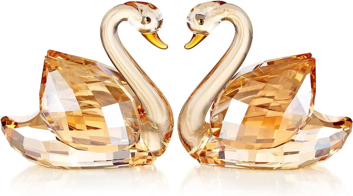 Kristallen zwanen beeldje set - K9 kristal - Elegante decoratie - Perfect cadeau voor liefhebbers - ShopVlot