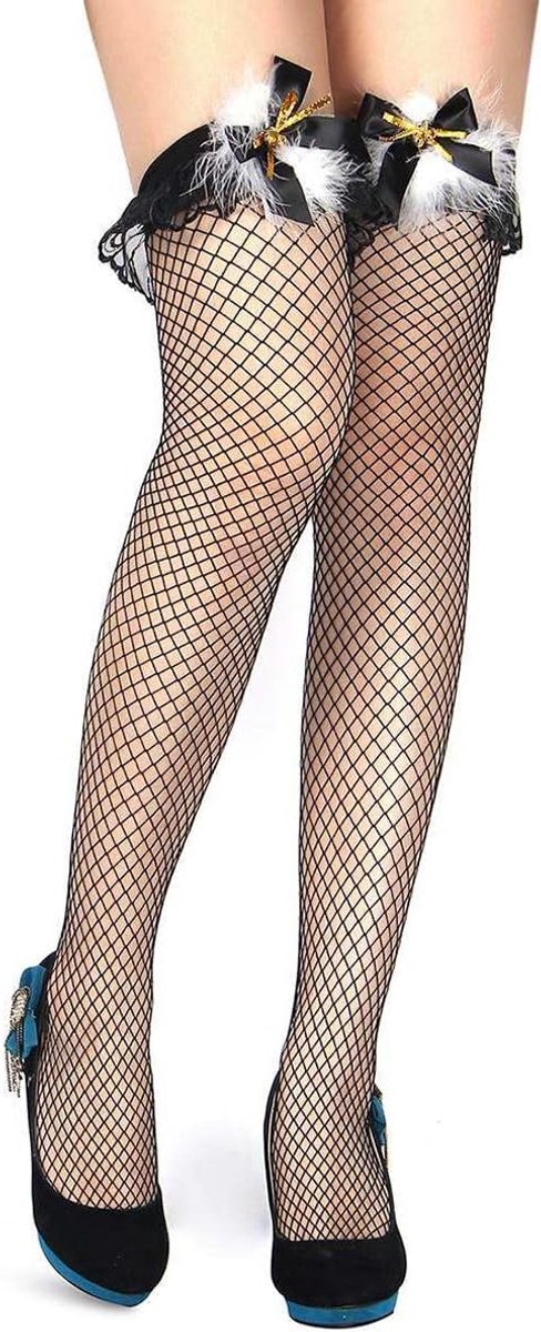 Visnetkousen voor dames - Rood zwart - Een maat - Perfect voor kerstkostuums en cosplay - ShopVlot