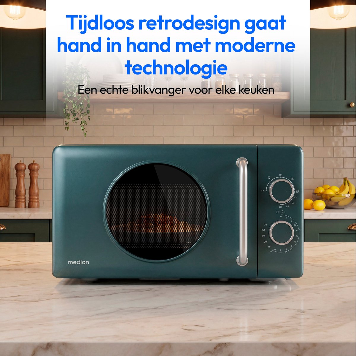 MEDION Retro magnetron met grill - petrolblauw thumbnail 4