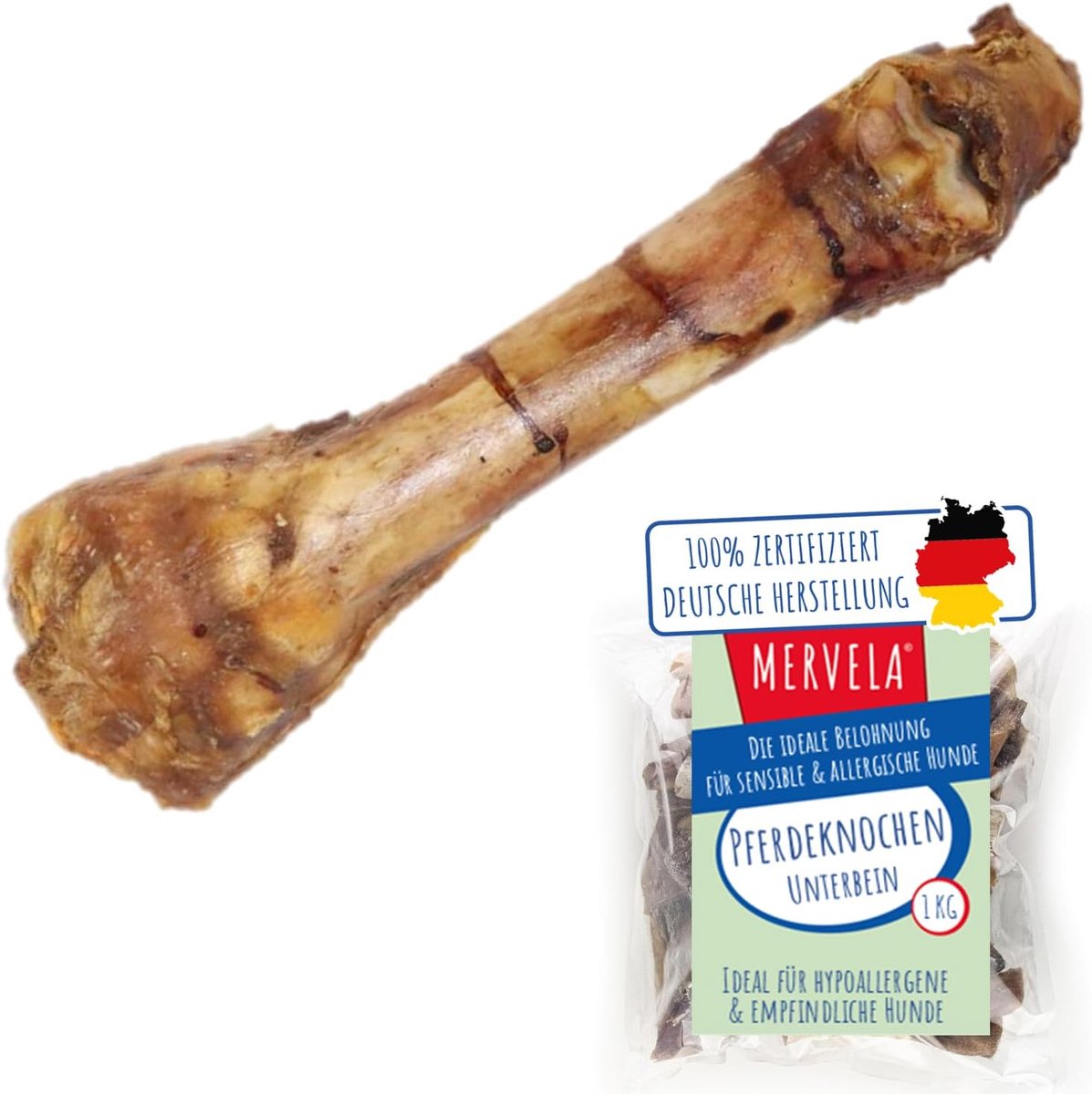 Paardenbeen onderbeen | ca. 800 g paardenbot - hypoallergeen - ideaal voor allergische honden - ShopVlot