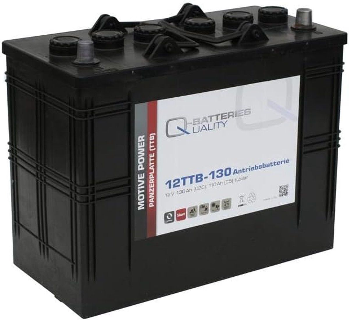 Gesloten blokaccu 12V 130Ah - positieve buisplaat - krachtige energieopslag - ideaal voor zonnepanelen - ShopVlot