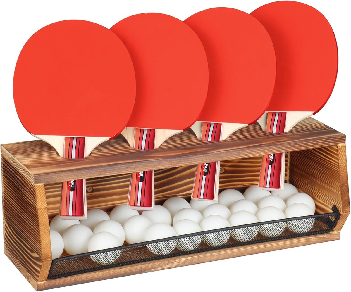 Ping Pong opslagrek - tafeltennis houder - houten design - elegant voor paddels - ShopVlot