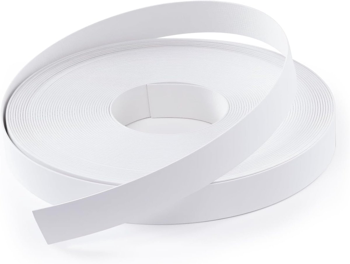 PVC kantband 19mm x 16m - witte PVC afwerking - met hotmelt lijm - ideaal voor meubelrestauratie - ShopVlot