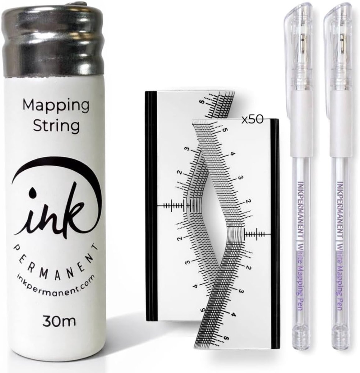 Eyebrow mapping set 30m - pre-inked koord - 2 witte pennen - voor perfecte wenkbrauwvormen - ShopVlot