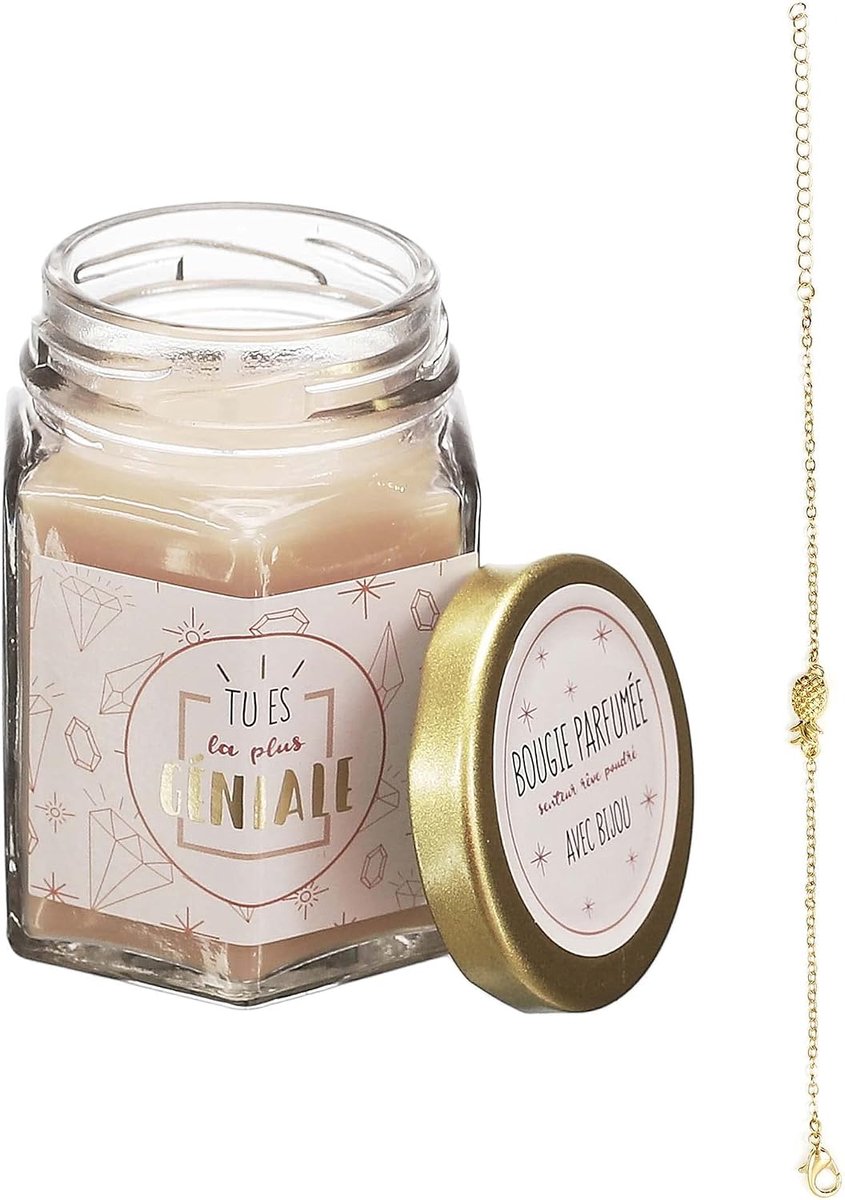 Geparfumeerde kaars in glas - met sieraden - poeder dromen - creëer een sfeervolle ambiance - ShopVlot