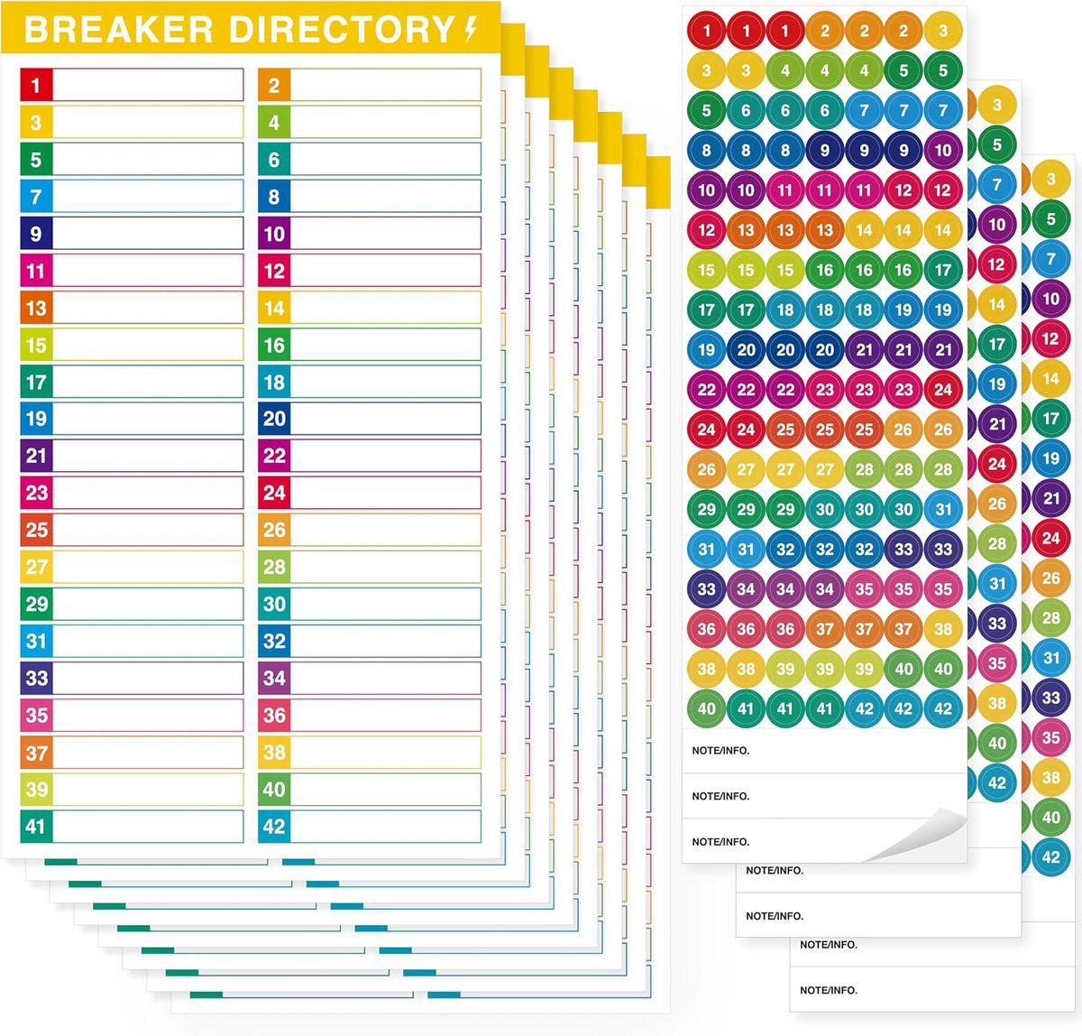 Breaker panel labels - 10 vellen kleurrijke zelfklevende stickers - waterdicht en duurzaam - ShopVlot