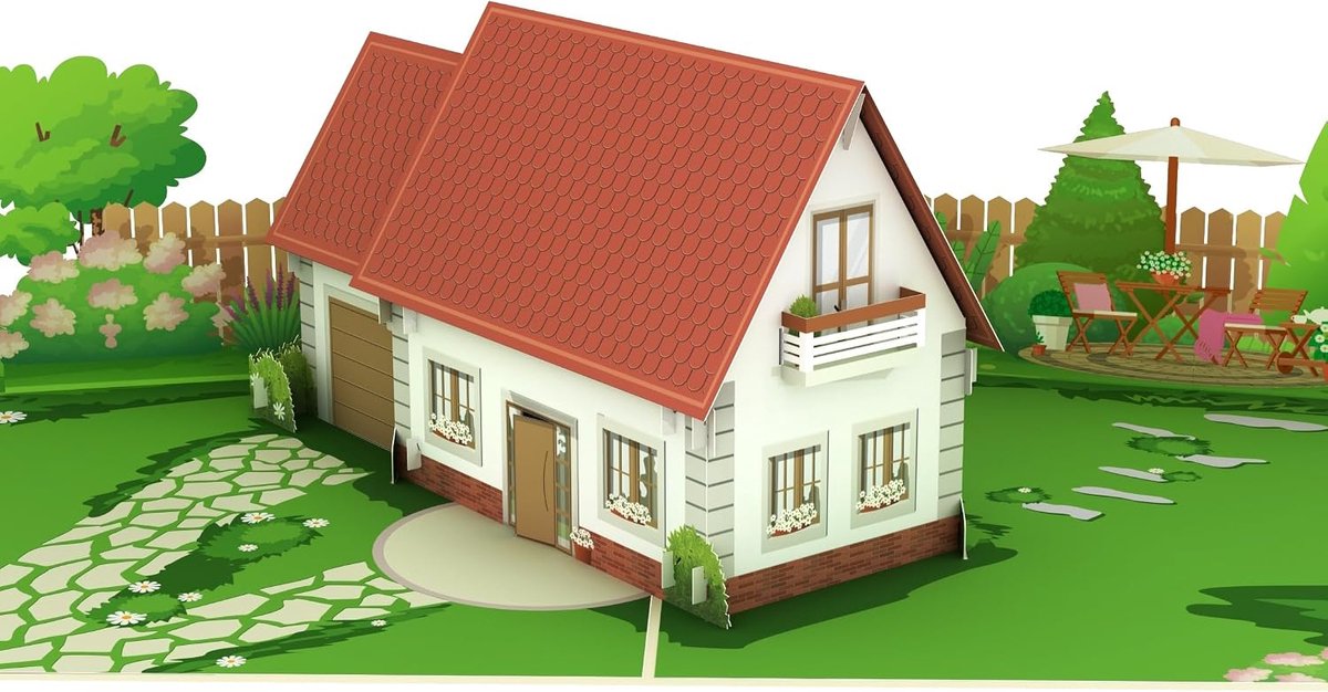 3D wenskaart huis met tuin - pop-up kaart - unieke verrassing - voor verjaardagen - ShopVlot