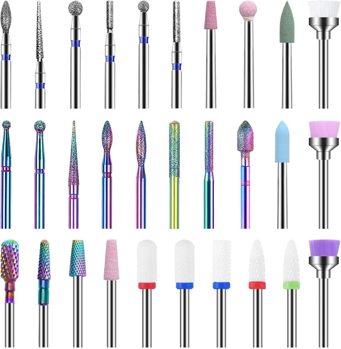 Nail Drill Bit Set 30pcs - Keramiek/Tungsten Carbide - Hoogwaardige kwaliteit - Voor manicure en pedicure - ShopVlot