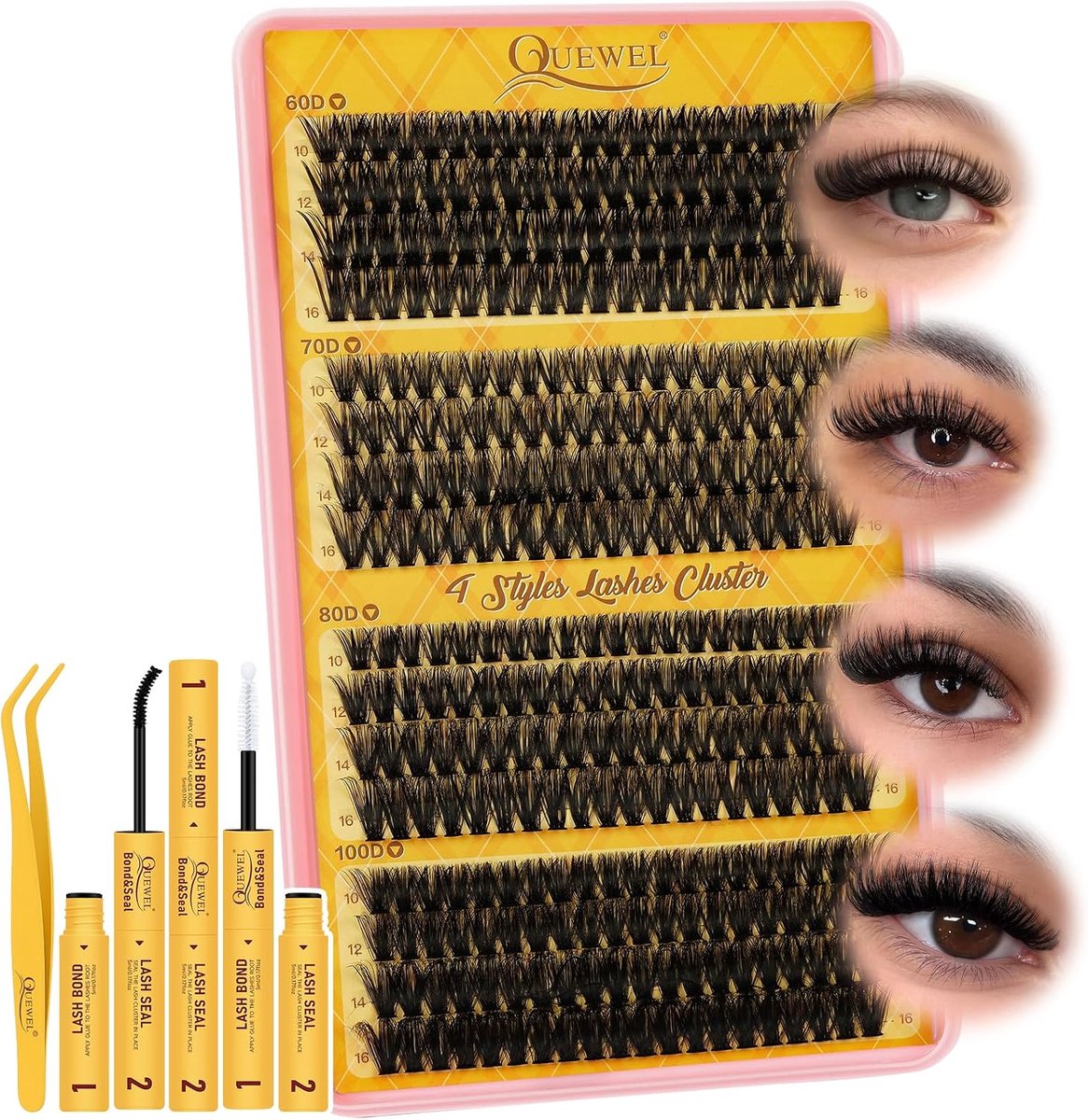 Wimperset 320 stuks - gemengde lengtes 10-16mm - dikke wimperextensions - eenvoudig zelf aan te brengen - ShopVlot
