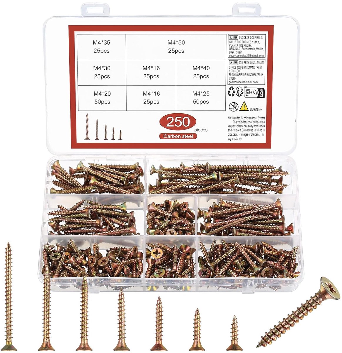 M4 zelftappende schroeven set - platkop en kruisinkeping - gegalvaniseerd - ideaal voor houtbewerking - ShopVlot