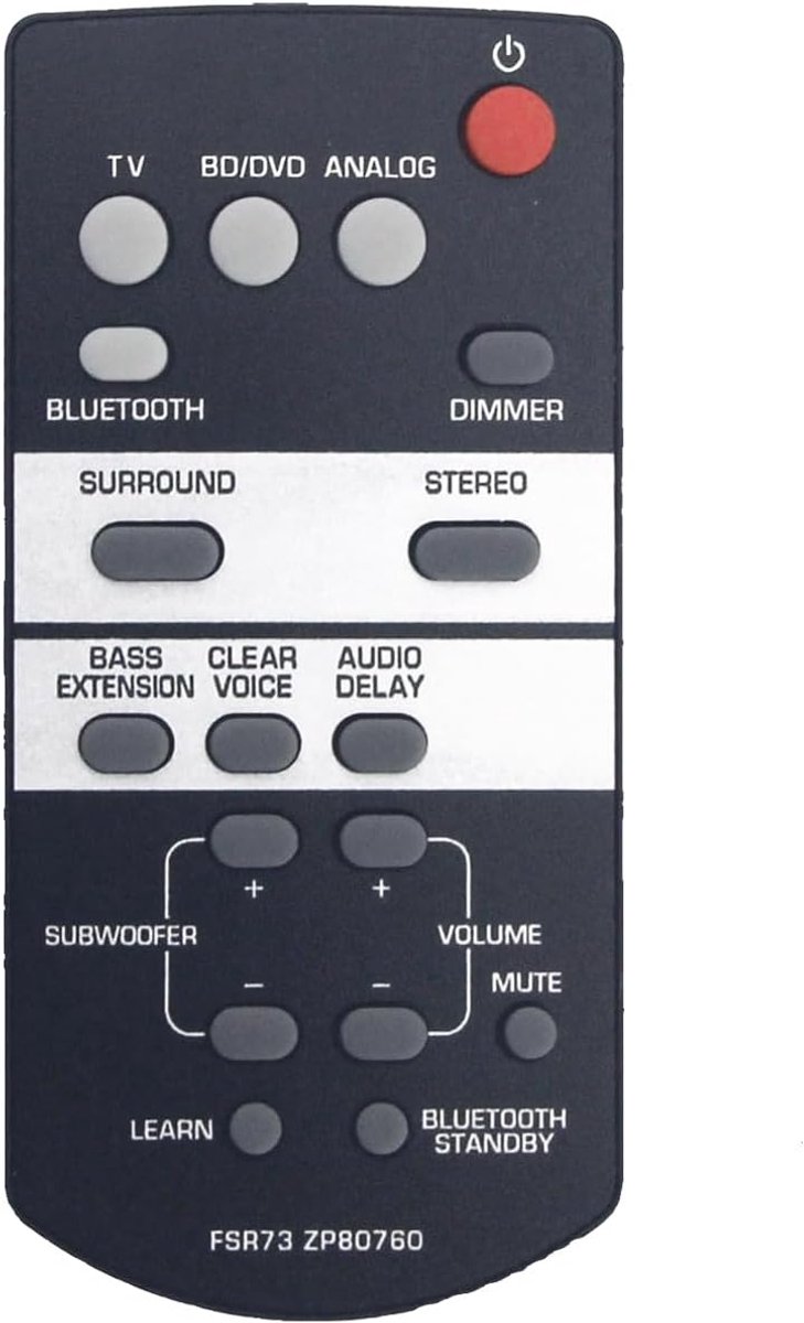 Vervangende afstandsbediening - compatibel met Yamaha SoundBar SRT700 YAS105 ATS1050 - eenvoudig in gebruik - ShopVlot