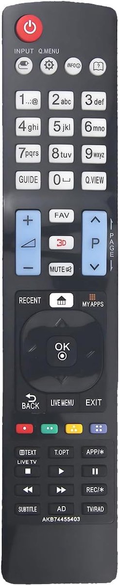 Afstandsbediening AKB74455403 voor LG TV - Vervanging - Eenvoudig in gebruik - 30 dagen geld-terug-garantie - ShopVlot