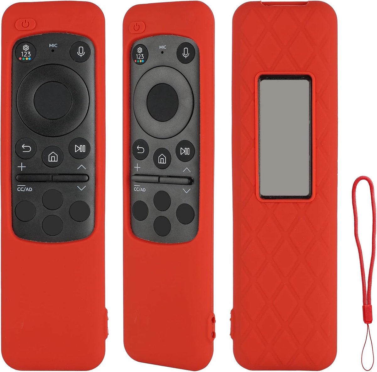 Siliconen afstandsbediening hoes - rood - stootvast - met koord voor Samsung TV - ShopVlot