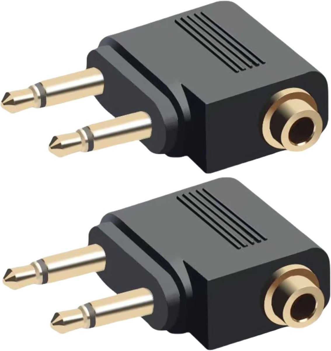 Hoofdtelefoonadapter vliegtuig 2-delig - 0,3 cm dubbele audio jack - goudplated stereo geluid - ShopVlot