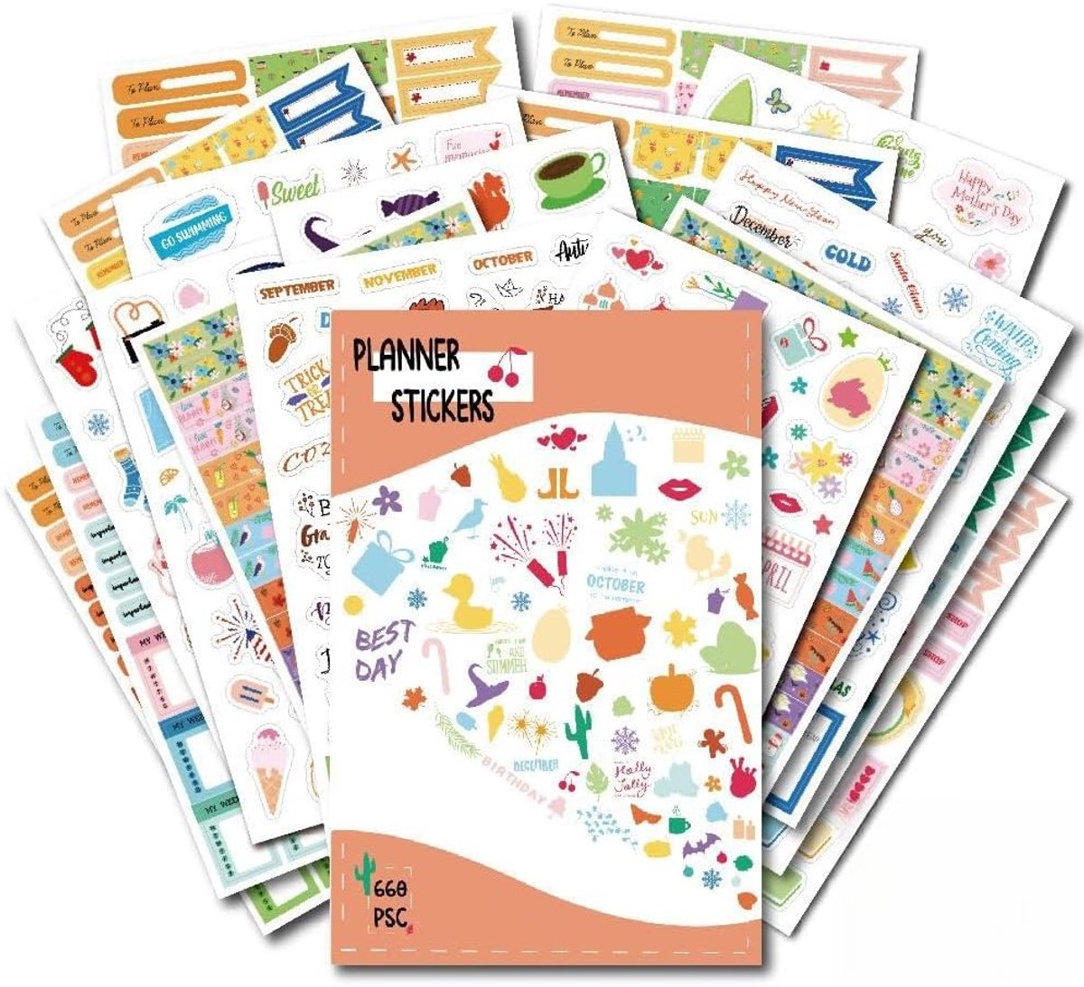 Stickers voor planner 660 stuks - seizoensgebonden - 18 vellen - ideaal voor journal en to-do lijsten - ShopVlot