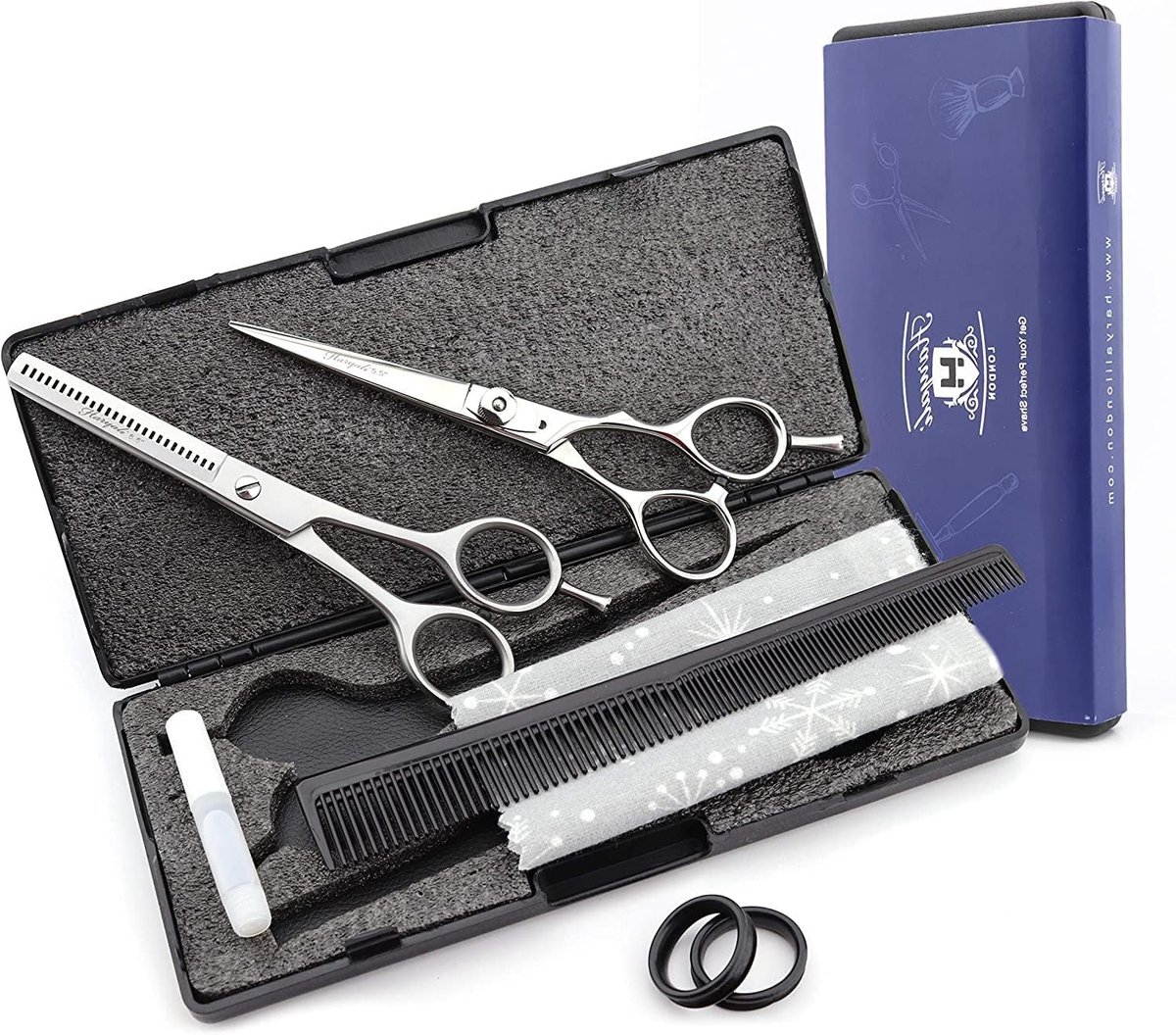 Haardresserscharen set 5,5 inch - RVS - Met kam, olie en doek - Geschikt voor alle leeftijden - ShopVlot