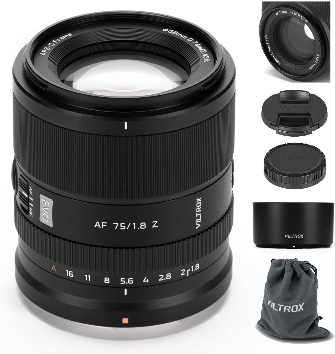 Viltrox 75 mm F1.8 Evo Z lens - APS-C autofocus - voor Nikon Z-mount camera's - prachtige achtergrondvervaging - ShopVlot