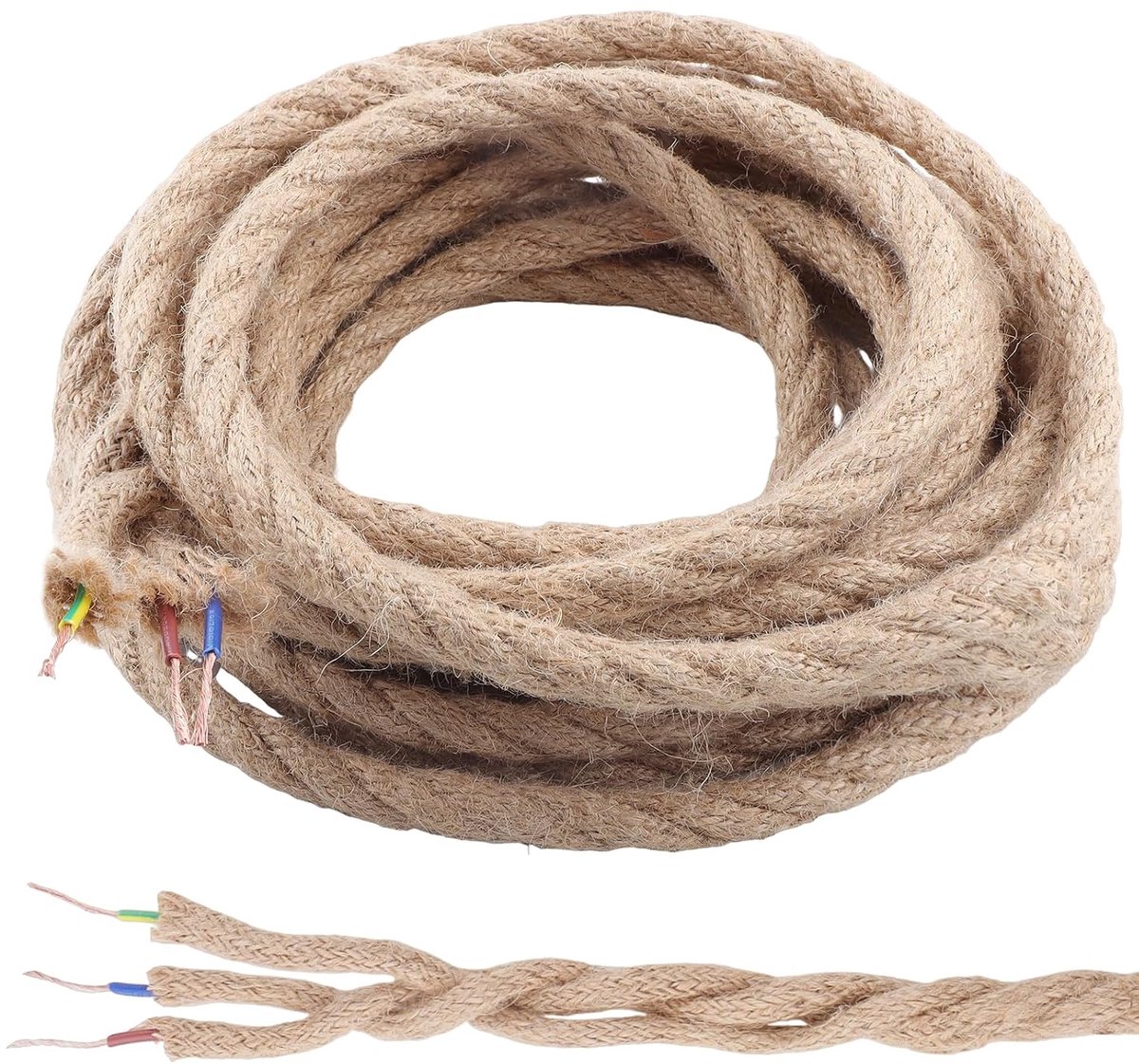Textielkabel 5 m - Beige - 3-aderig - Flexibel voor lampen - ShopVlot