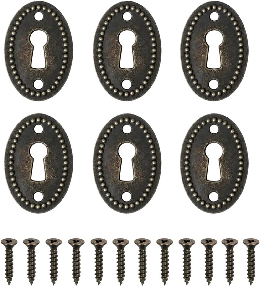Sleutelborden 35x23 mm - vintage messing design - set van 6 - perfect voor decoratie - ShopVlot