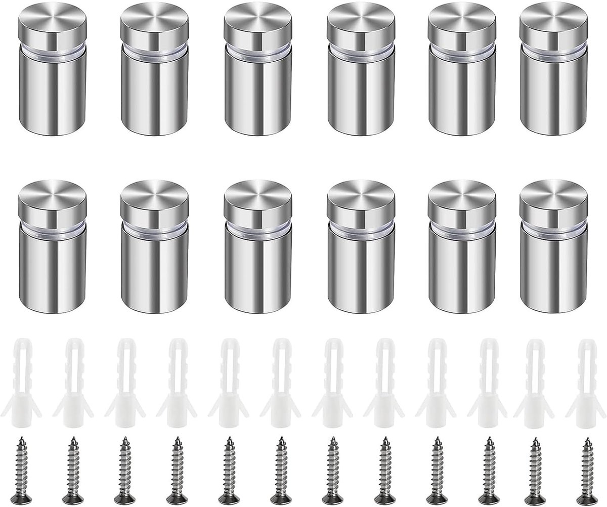 12pcs RVS Reclameschroeven 12×20mm - Wandmontage Spacers - Voor Stabiele Bevestiging van Borden - ShopVlot
