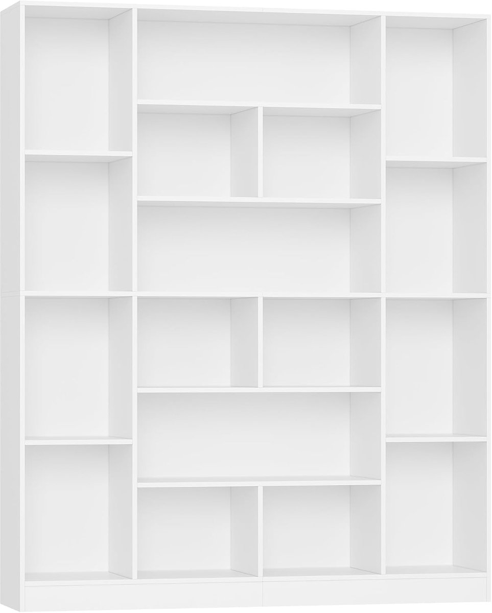Hzuaneri Boekenkast 190,4cm, kast met 17 vakken, grote boekenkast, wit