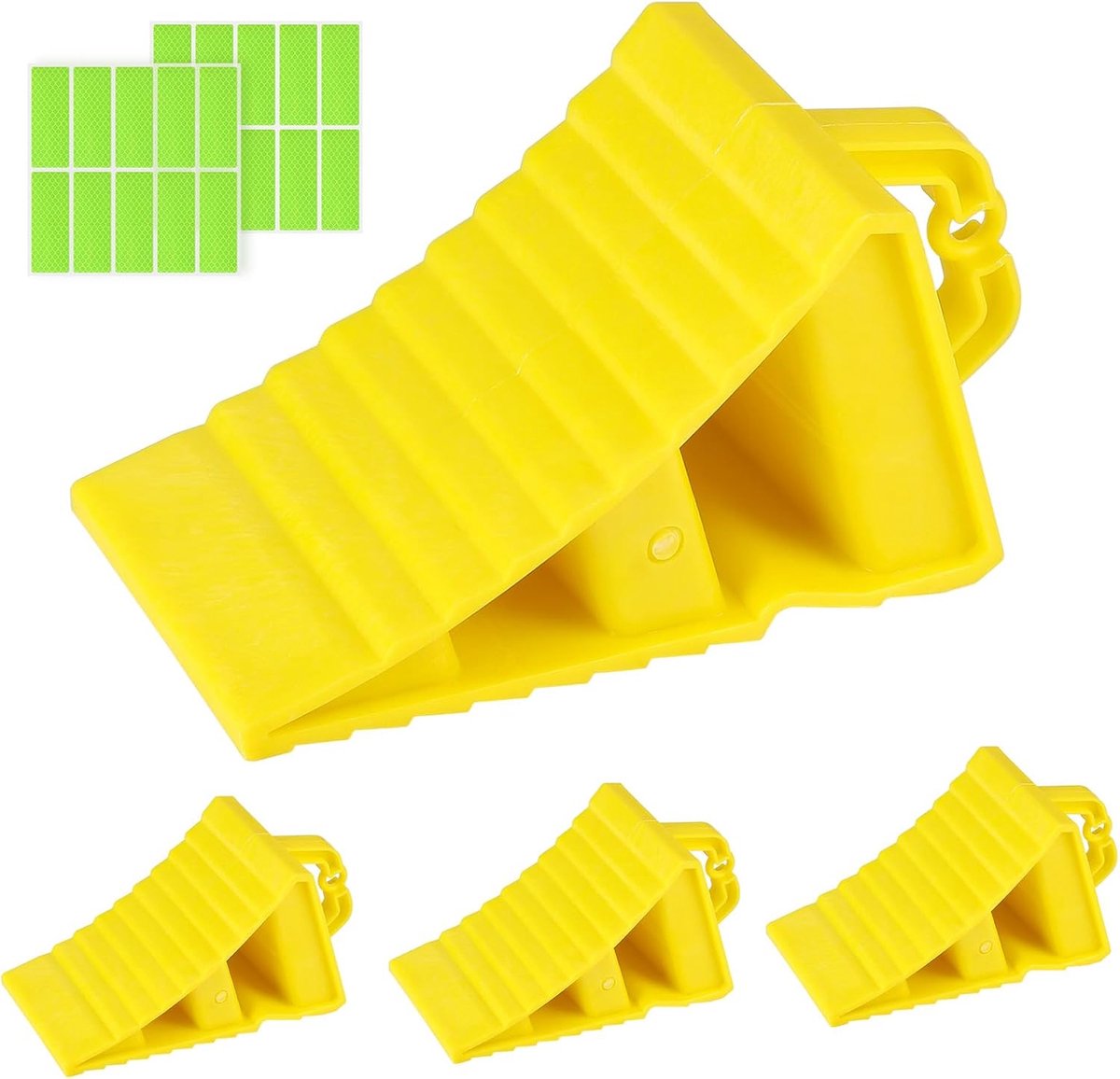 Remwiggen set van 4 - 190 x 107 x 107 mm - PE kunststof - Antislip met handgreep en reflecterende stickers - ShopVlot