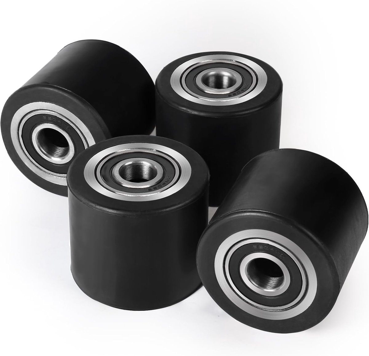 Rubber heftruckwielen 80 x 70 mm - 4 stuks - met kogellagers - maximaal draagvermogen 600 kg - ShopVlot