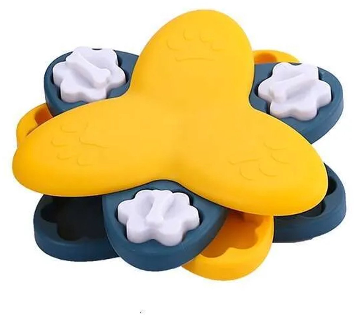Claoner Draaiende slowfeeder voor honden - Puzzel voerbak - Intelligentie training - Verstelbare eetsnelheid - Voorkomt verslikken - Voor alle maten - Geel