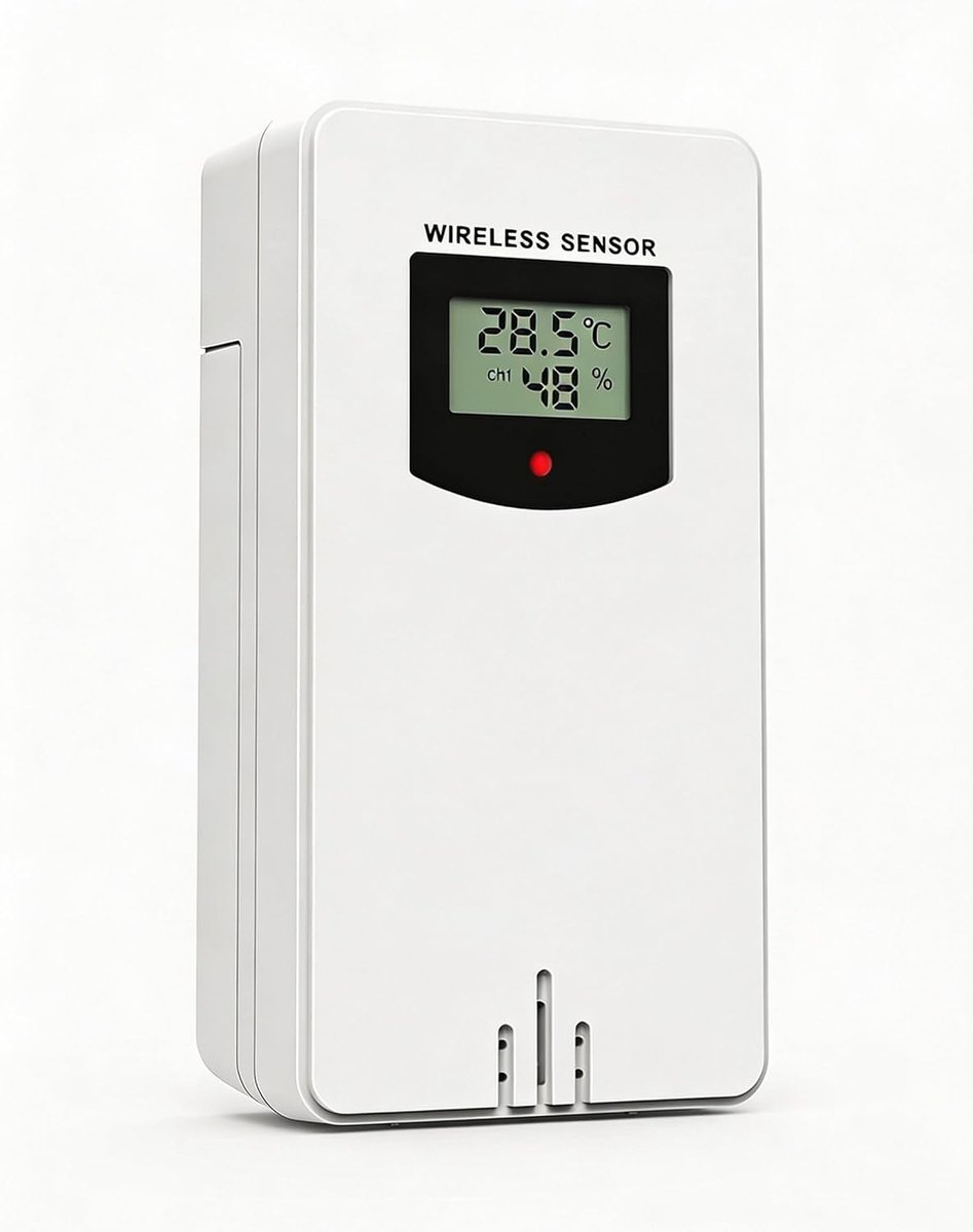 Buitensensor voor weerstation - meet temperatuur en luchtvochtigheid - bereik tot 60 m - ideaal voor tuin - ShopVlot