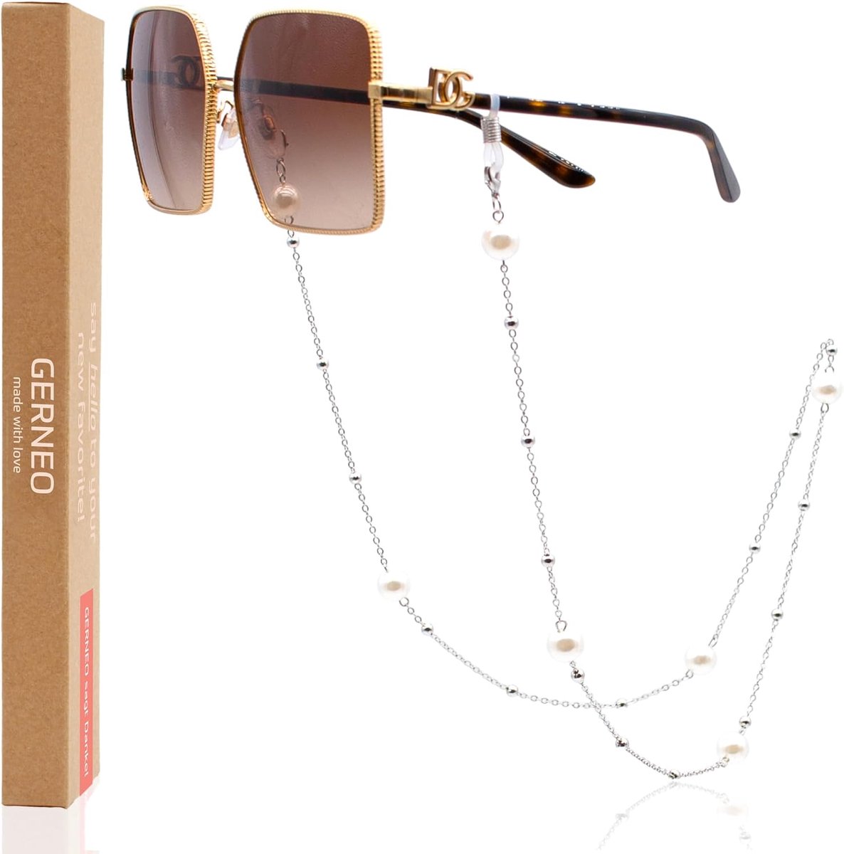 Brilketting premium - zilver - met parels en ballen - stijlvol voor lezen en zonnen - ShopVlot