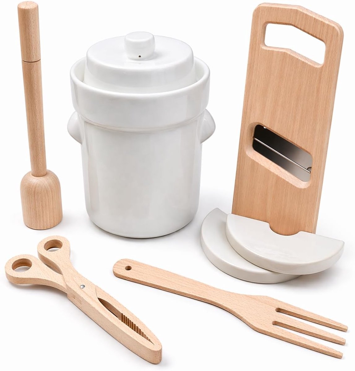 Startpakket fermenteren 3 liter - Zuurkoolpot met waterslot - Inclusief verzwaringsstenen - Begin met fermenteren - ShopVlot