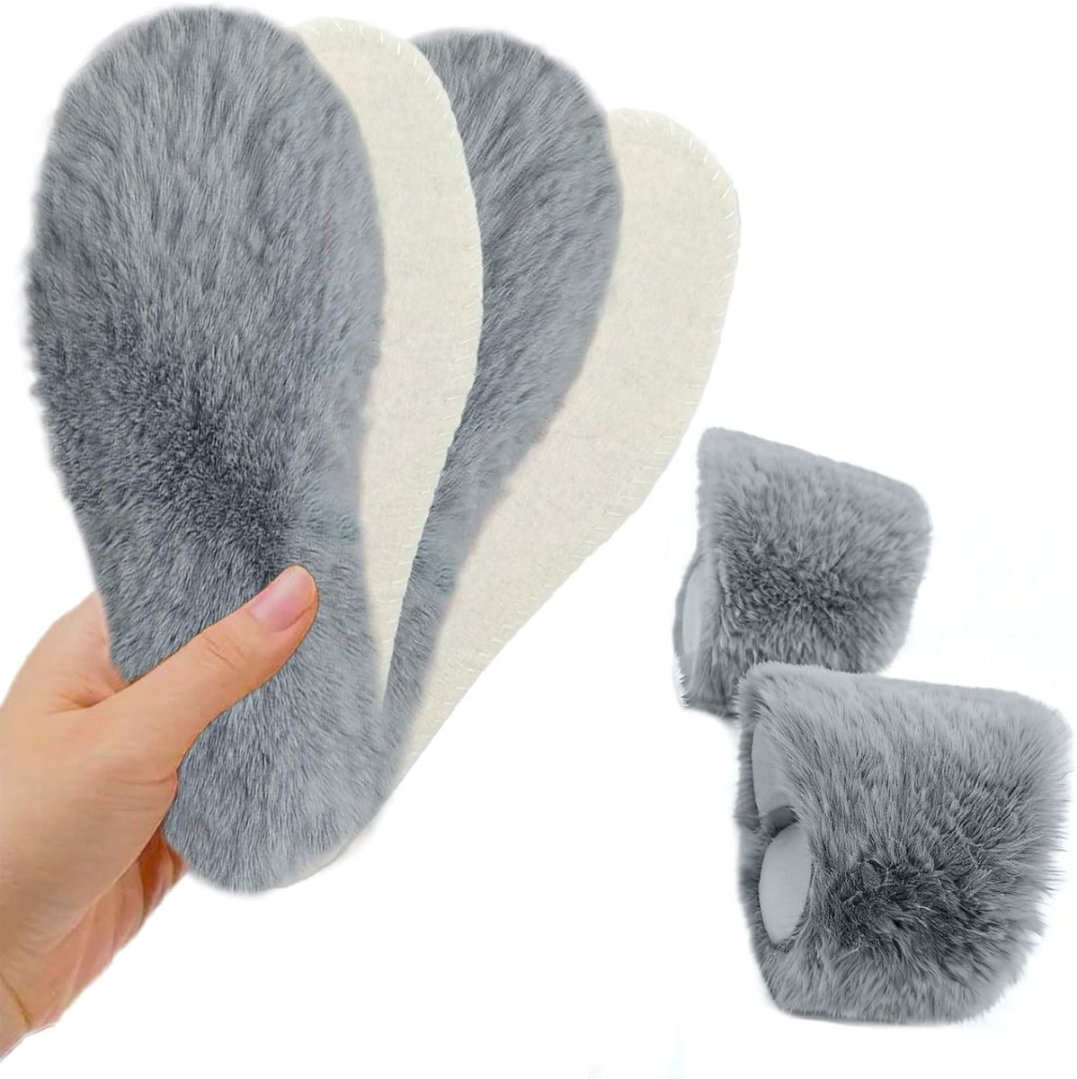 Schoeninlegzolen 38 - pluche en wollen - warme winterinlegzolen - ademend en comfortabel - ShopVlot