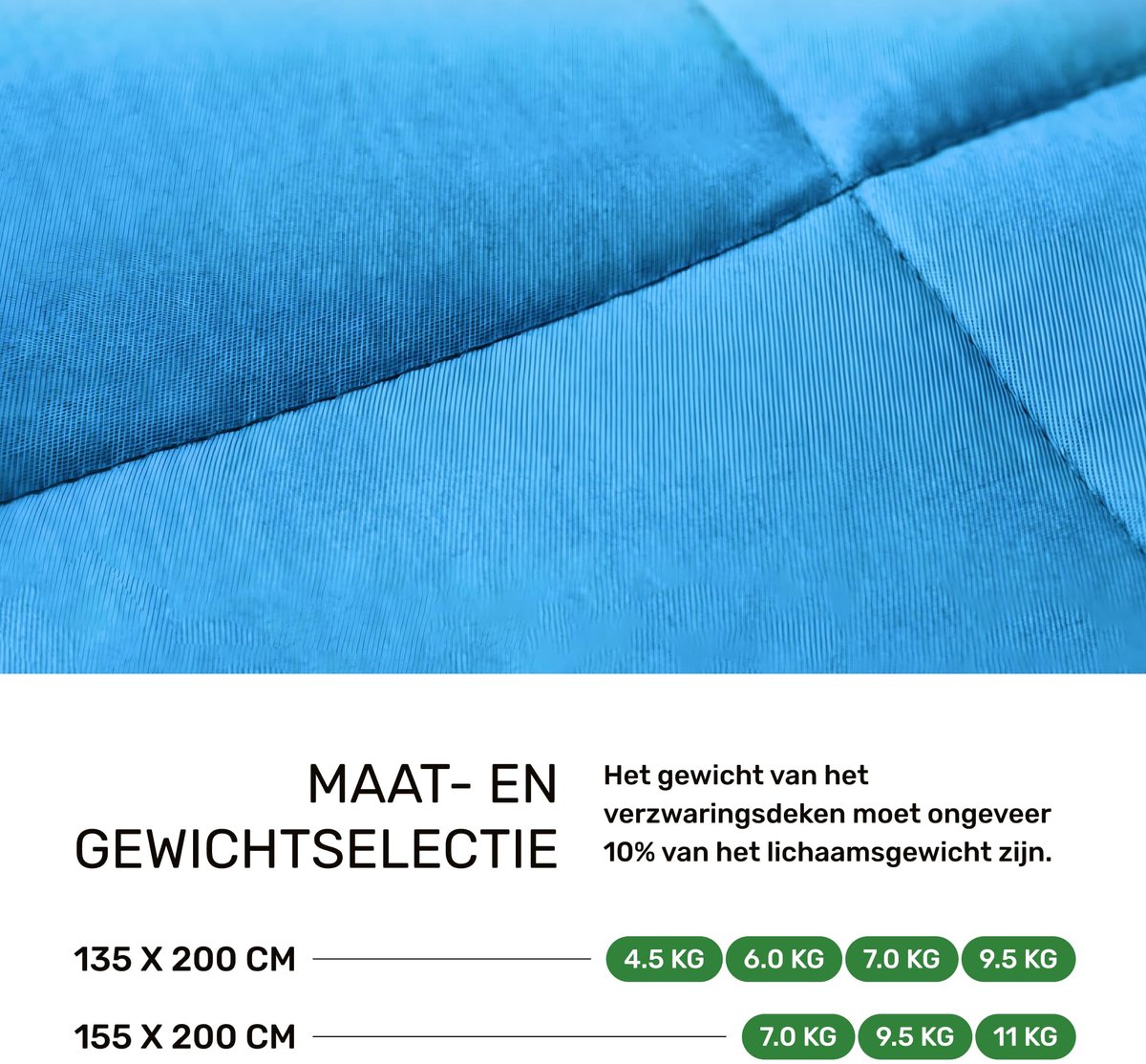 Therapie verzwaringsdeken 135x200 cm - katoen - blauw - voor ontspanning - ShopVlot
