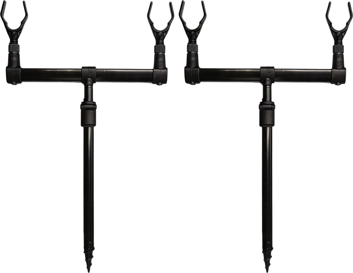 Hengelhouder 2 stuks - voor 4 hengels - telescopische poten van aluminium - verstelbaar van 31-54 cm - ShopVlot