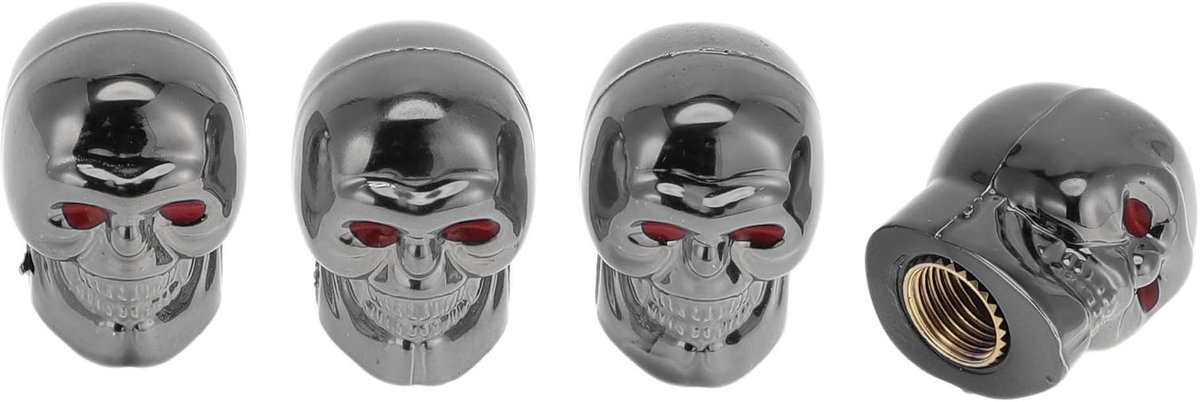 Band ventiel stammen caps 7x22mm - Schedel hoofd vorm - Slijtvast en roestbestendig - Unieke stijl voor je band - ShopVlot