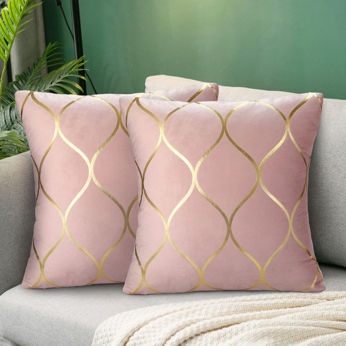 Decoratieve Kussenhoezen 45x45 cm Set van 2 Roze Fluweel voor Woonkamer en Slaapkamer