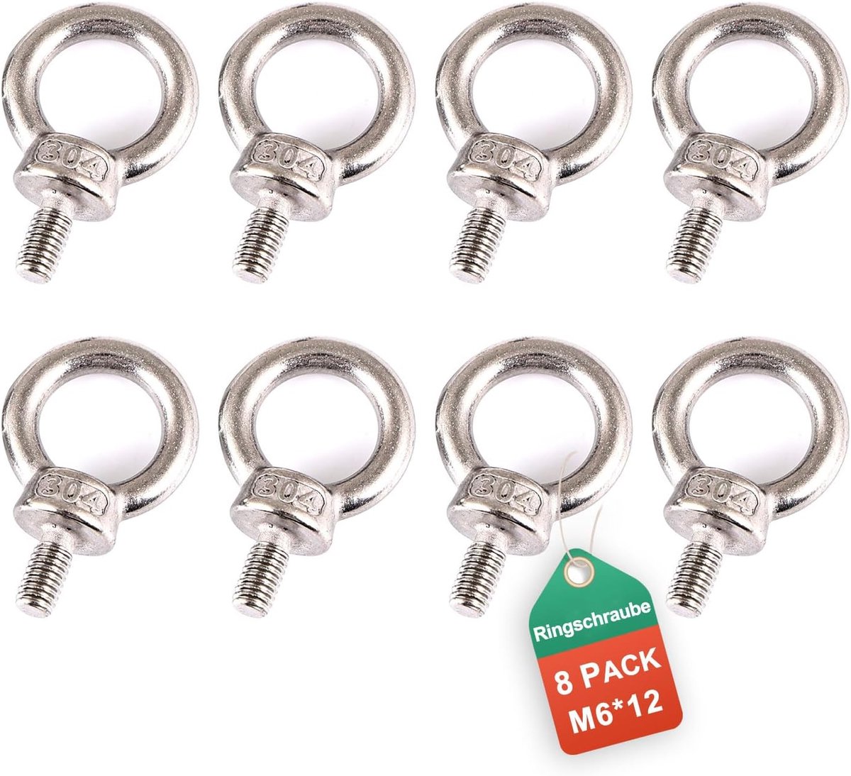 Ringmoeren M6 Set van 8 - RVS - Voor het ophangen van ornamenten en planten - Stevige bevestiging - ShopVlot